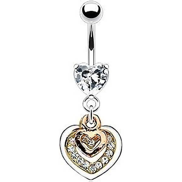 Piercing Nombril Pendentif Coeur Zircone