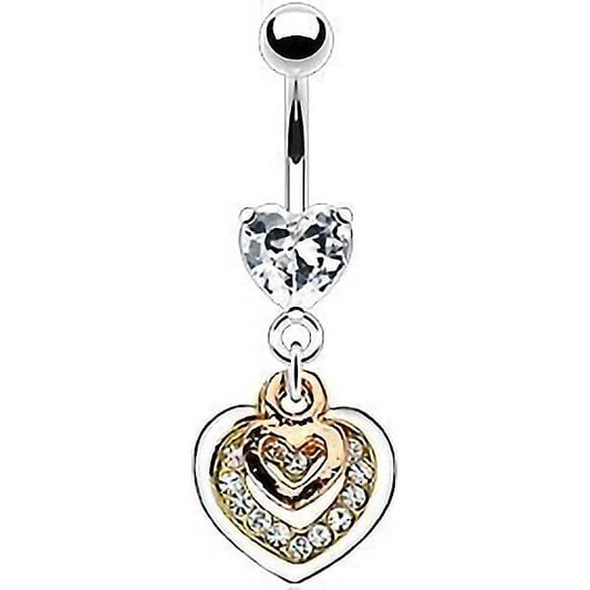 Belly Button Piercing Heart dangle Zirconia