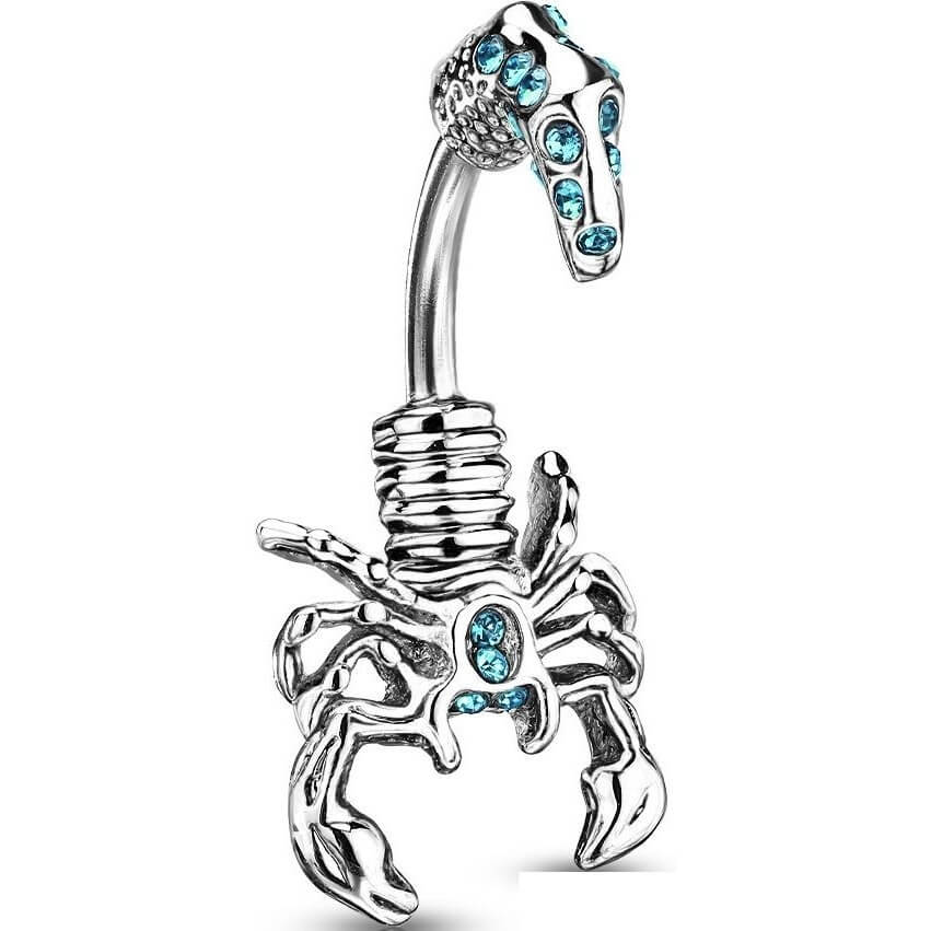 Belly Button Piercing Scorpion Zirconia Silver