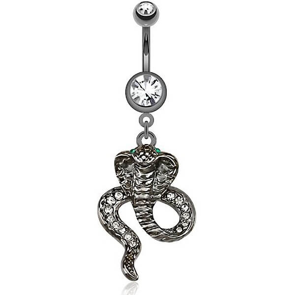 Bauchnabelpiercing Kobra beweglich Zirkonia Silber