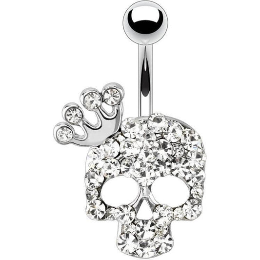 Bauchnabelpiercing Totenkopf Zirkonia Silber