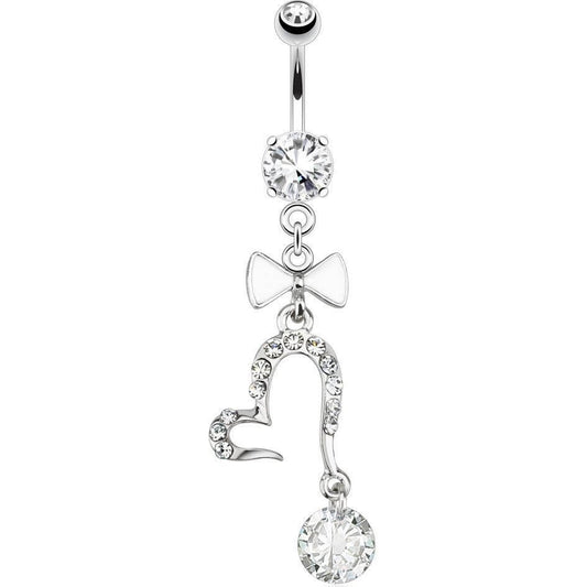 Piercing Nombril Pendentif Coeur Argent Zircone