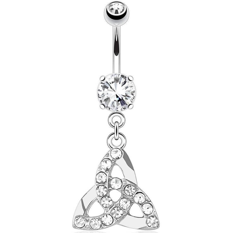 Piercing Nombril Pendentif Triquetra Zircone Argent