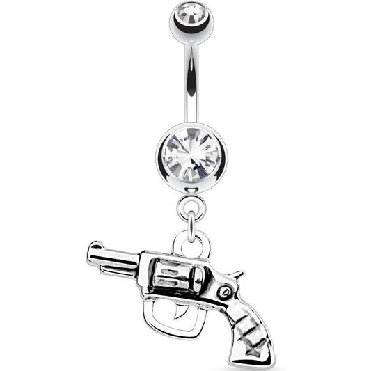 Belly Button Piercing Gun dangle Zirconia Silver