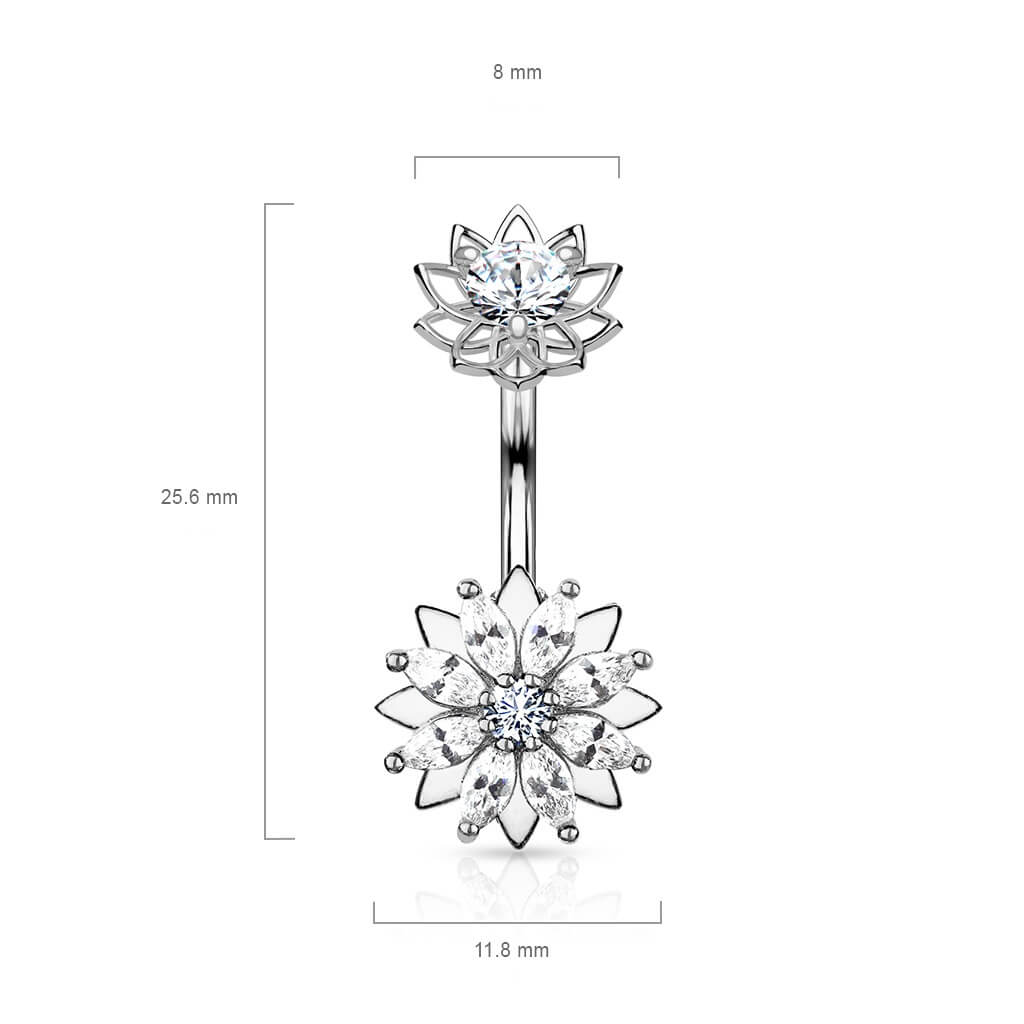 Bauchnabelpiercing Blume Zirkonia Innengewinde