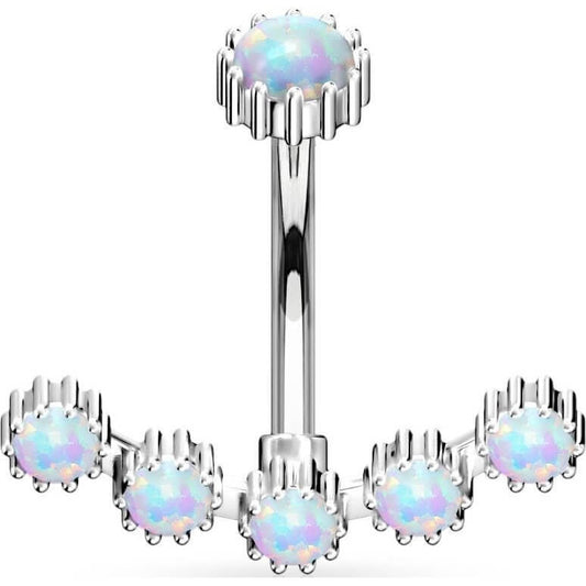 Belly Button Piercing Opal Silver Internally Threaded