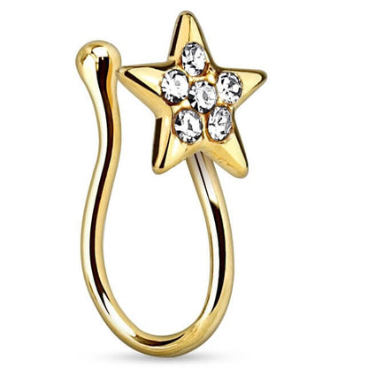 Fake Nose Piercing Star Zirconia Bendable