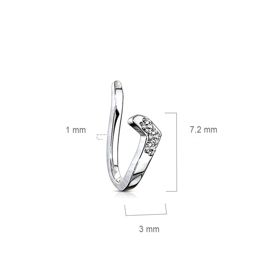 Faux Piercing au nez Ligne en argent zircone Pliable