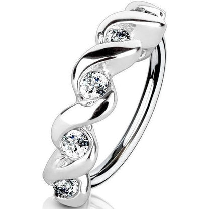 Anello Piercing Anello motivo onde con zircone Pieghevole