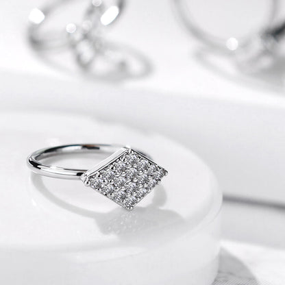 Ring Diamond Shaped Zirconia Silver Bendable