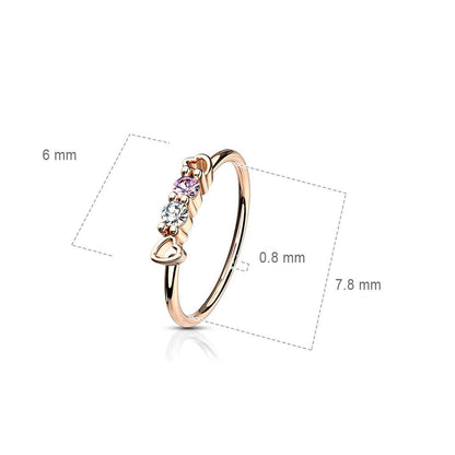 Anillo Circonita Corazones Flexible