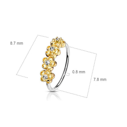 Ring Flower Zirconia Bendable