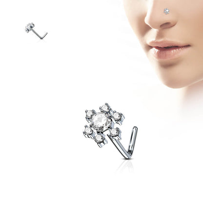 Nose L-Shape Flower Zirconia