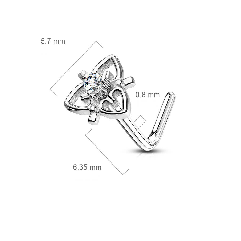 Nasenstecker L-Form Herz Zirkonia