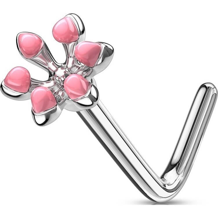 Nez En Forme de L Fleur Argent