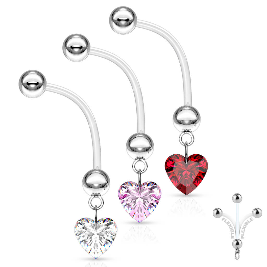 Piercing ombligo Corazón Colgante Circonita