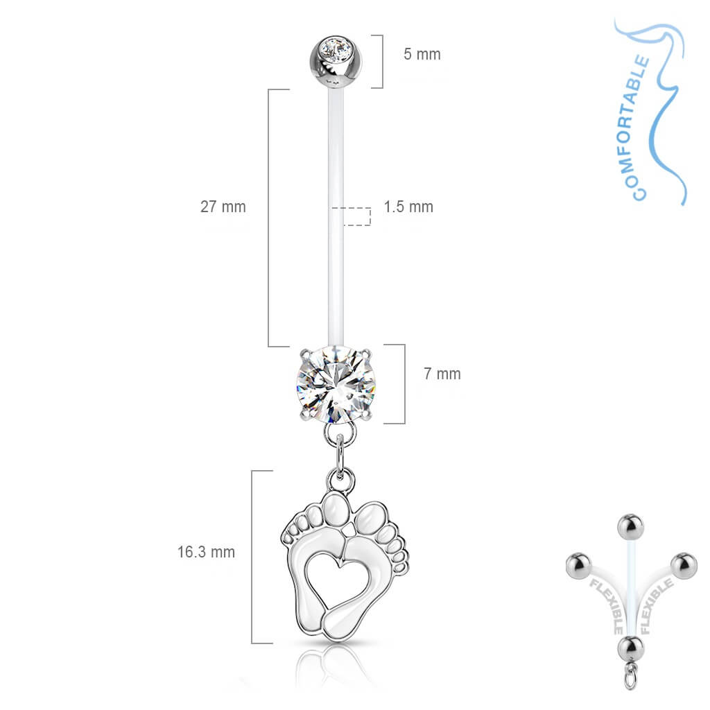 Piercing Nombril Pendentif Pieds de Bébé Zircone