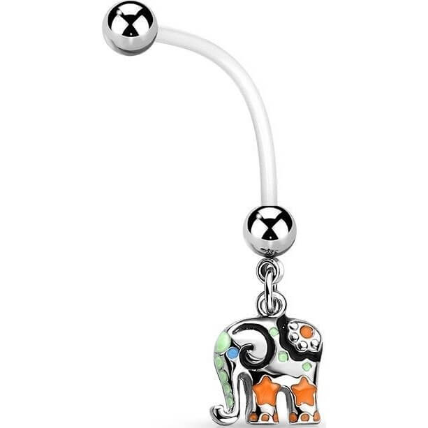 Piercing Nombril Pendentif en Argent Éléphant