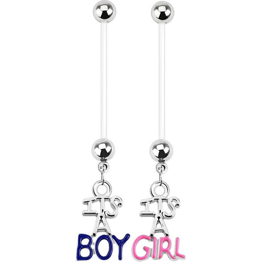 Piercing Ombelico Pendente disegno bimbo e scritta BOY/GIRL