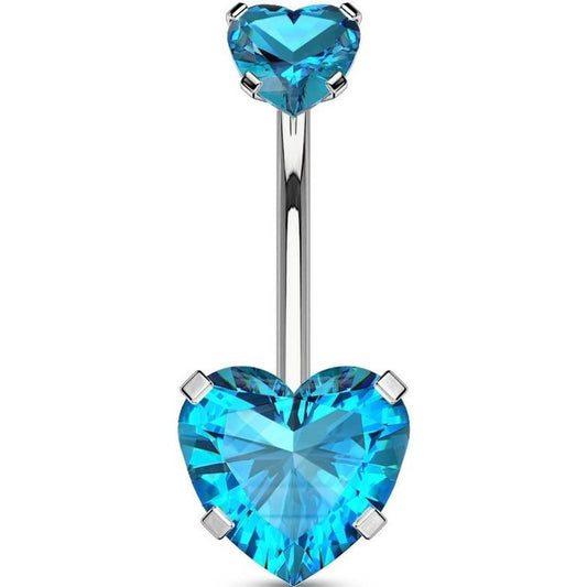 Belly Button Piercing Heart Zirconia Internally Threaded