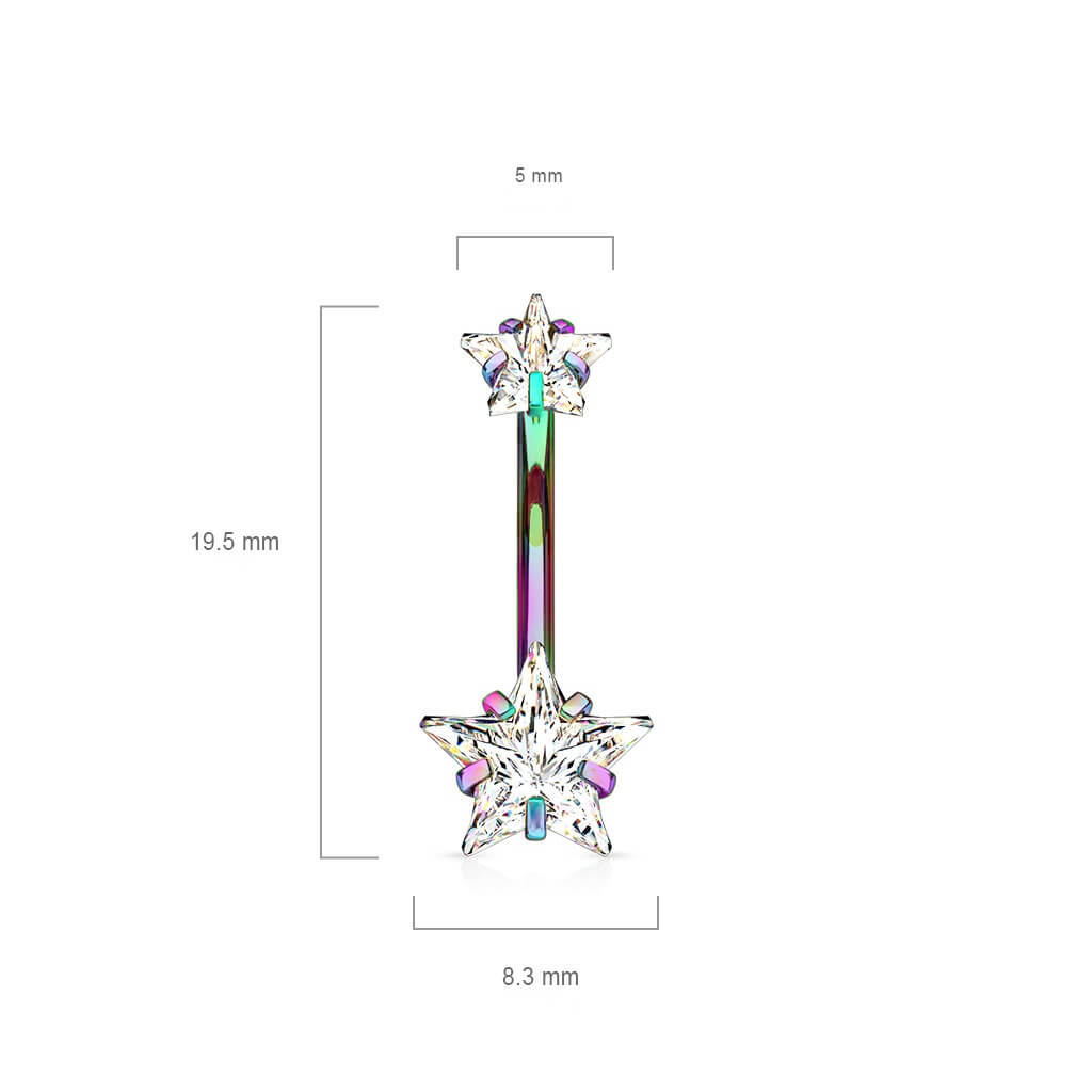 Belly Button Piercing Star Zirconia Internally Threaded