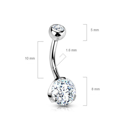 Piercing Ombelico Zirconi Tondo e Argento