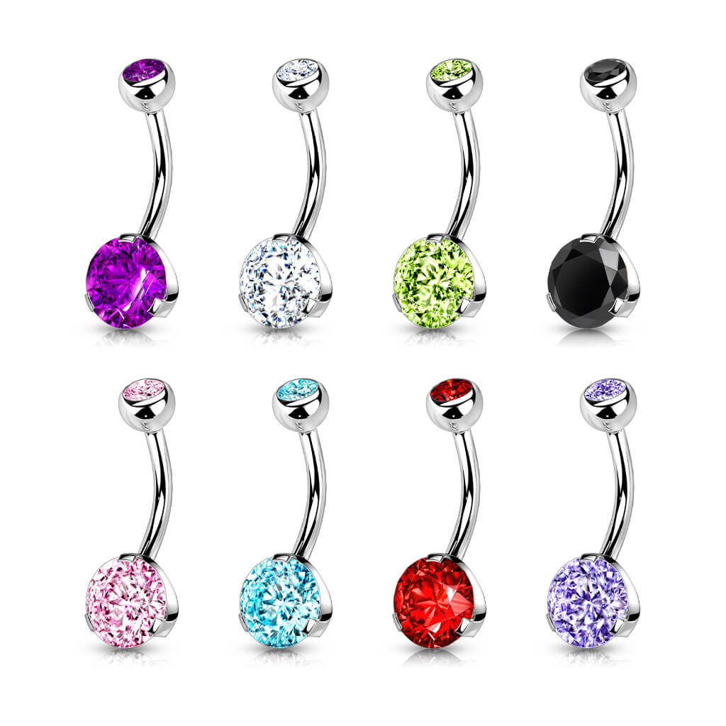 Belly Button Piercing Zirconia Round Silver