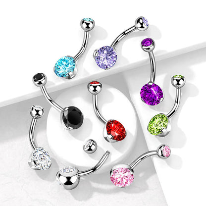 Belly Button Piercing Zirconia Round Silver