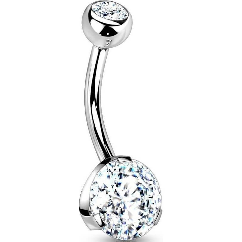 Belly Button Piercing Zirconia Round Silver