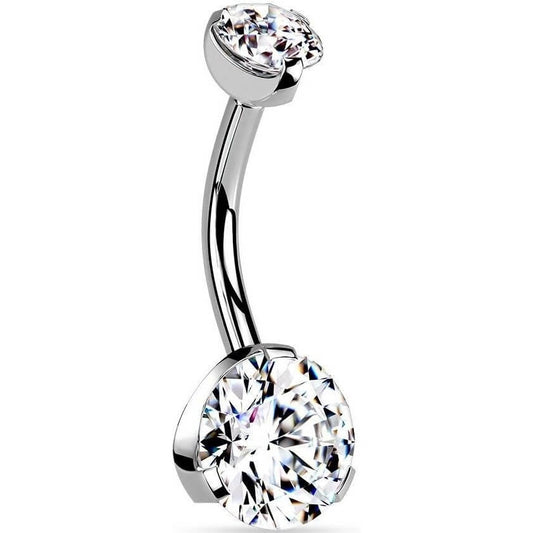 Belly Button Piercing Zirconia Silver Internally Threaded