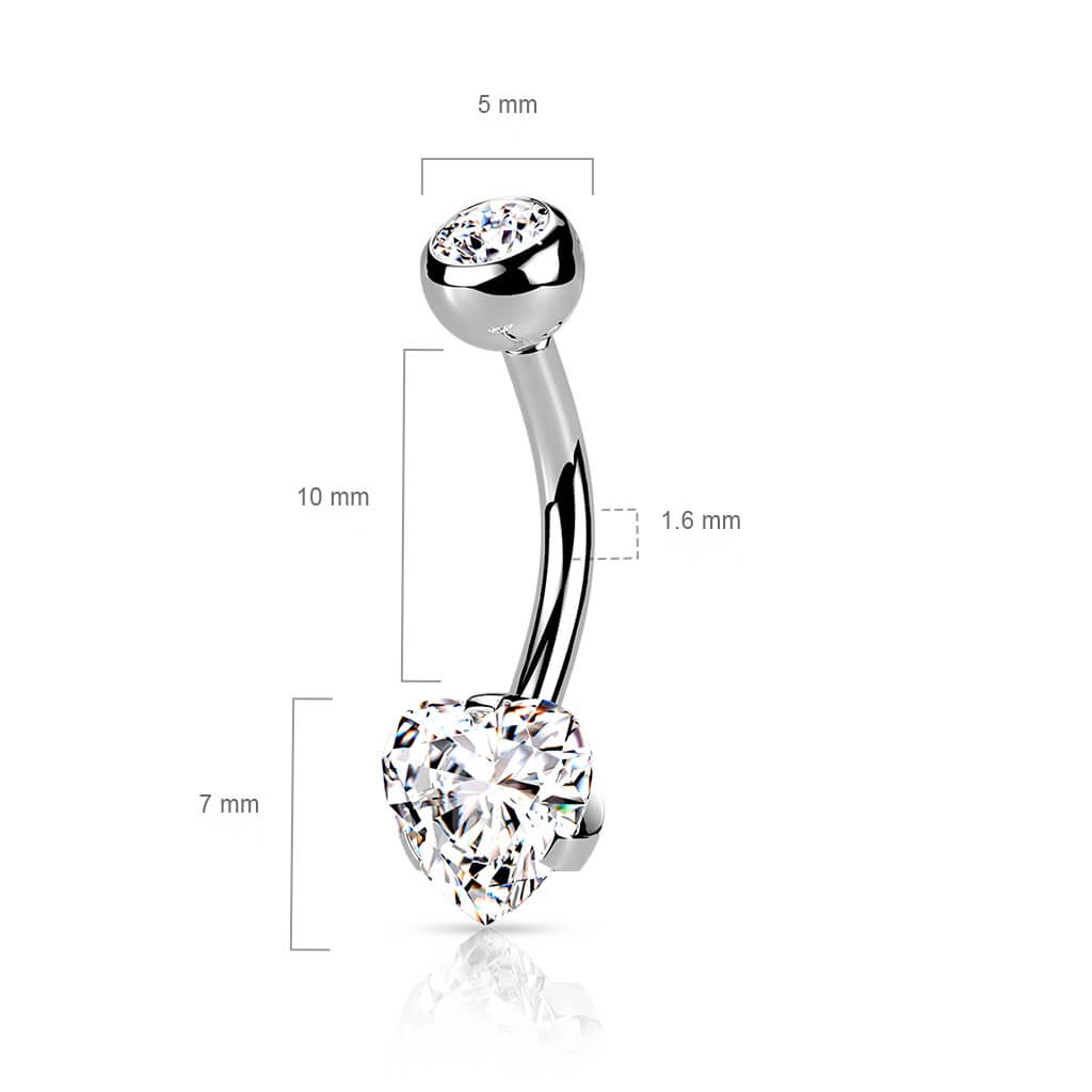 Piercing Nombril Coeur Zircone