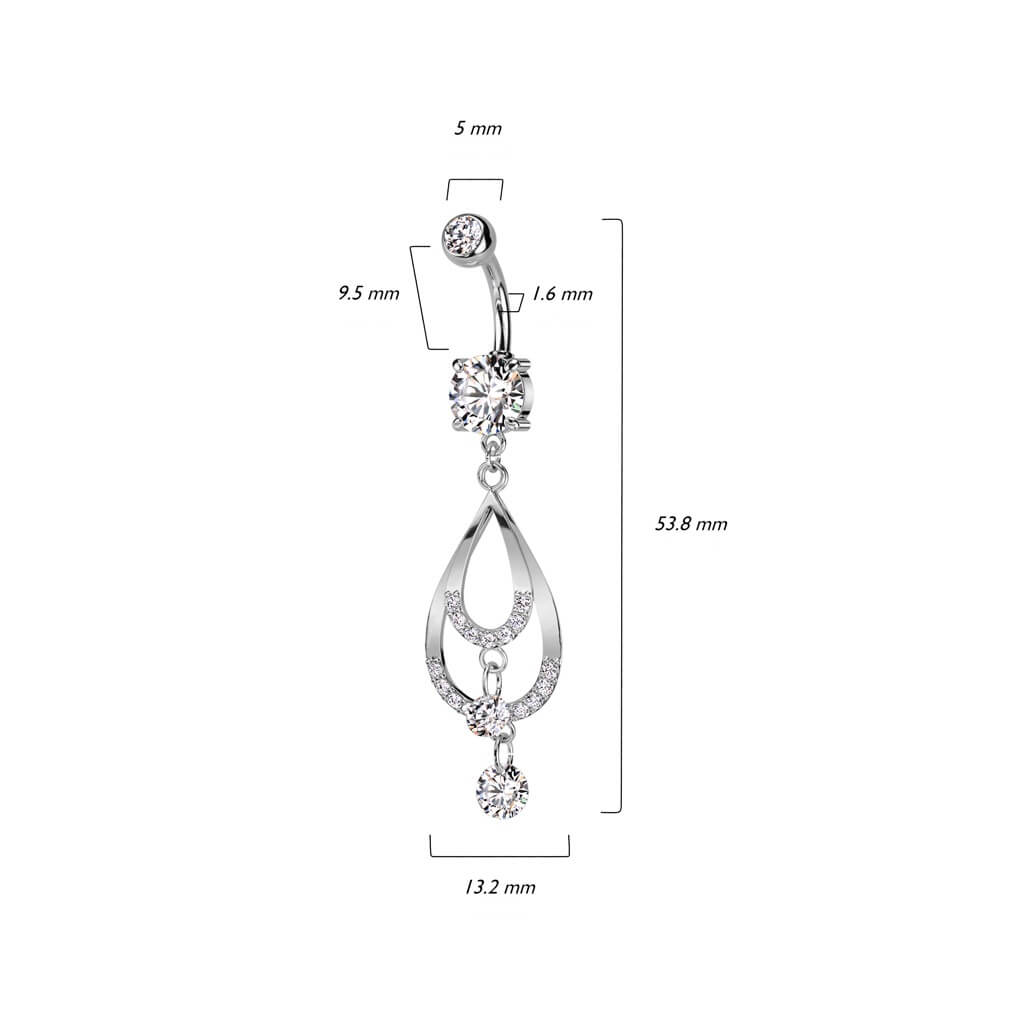 Piercing Nombril Pendentif Goutte Zircone