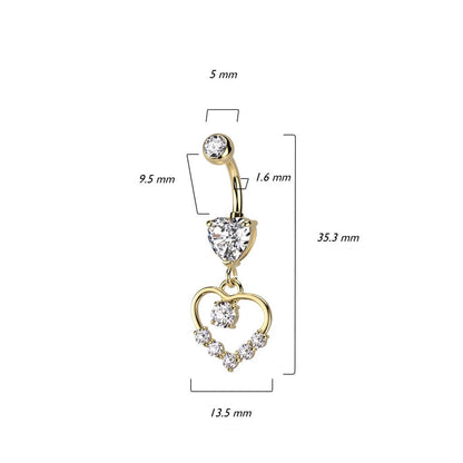 Belly Button Piercing Heart dangle Zirconia