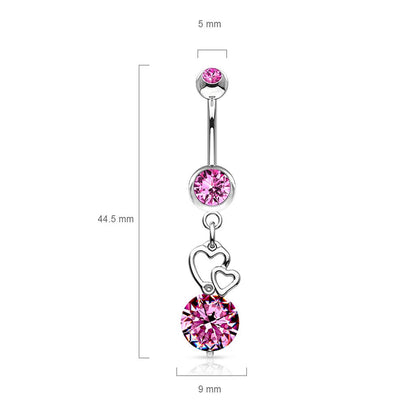 Piercing Nombril Pendentif Cœur Zircone Argent