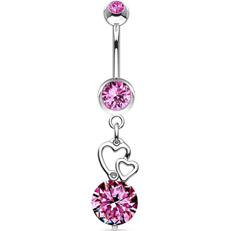 Belly Button Piercing Heart dangle Zirconia Silver