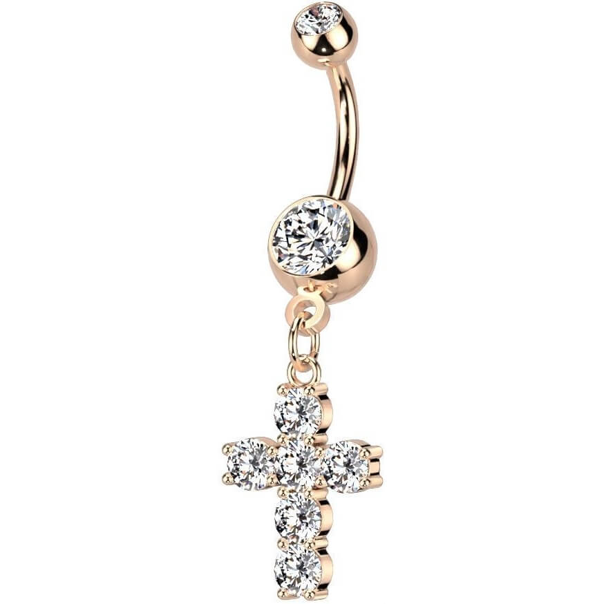 Belly Button Piercing Cross dangle Zirconia