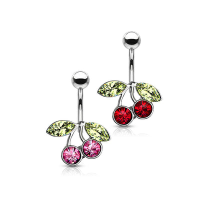 Piercing Nombril Cerise Zircone Argent