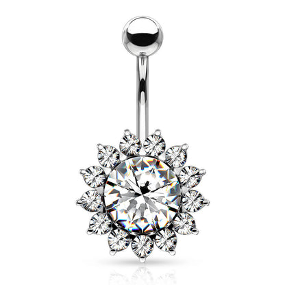 Belly Button Piercing Sun Zirconia Silver