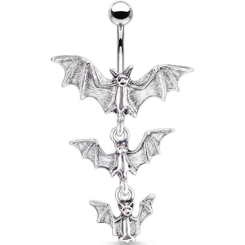 Belly Button Piercing Bat dangle Silver