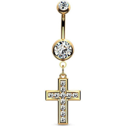 Belly Button Piercing Cross dangle Zirconia