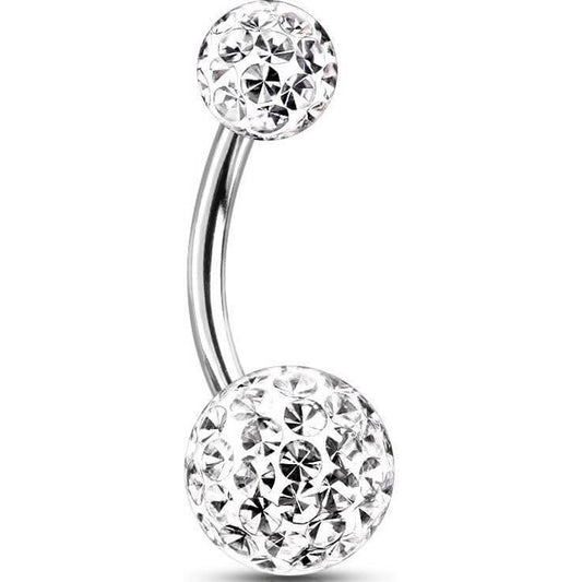 Belly Button Piercing Ball Zirconia Silver Internally Threaded