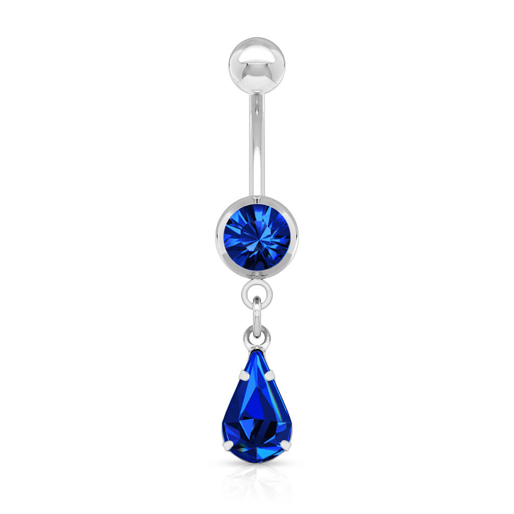 Belly Button Piercing Drop dangle Zirconia Silver