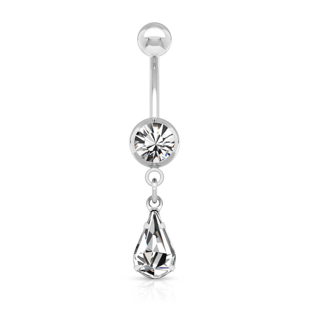 Piercing Nombril Pendentif Goutte Zircone argent