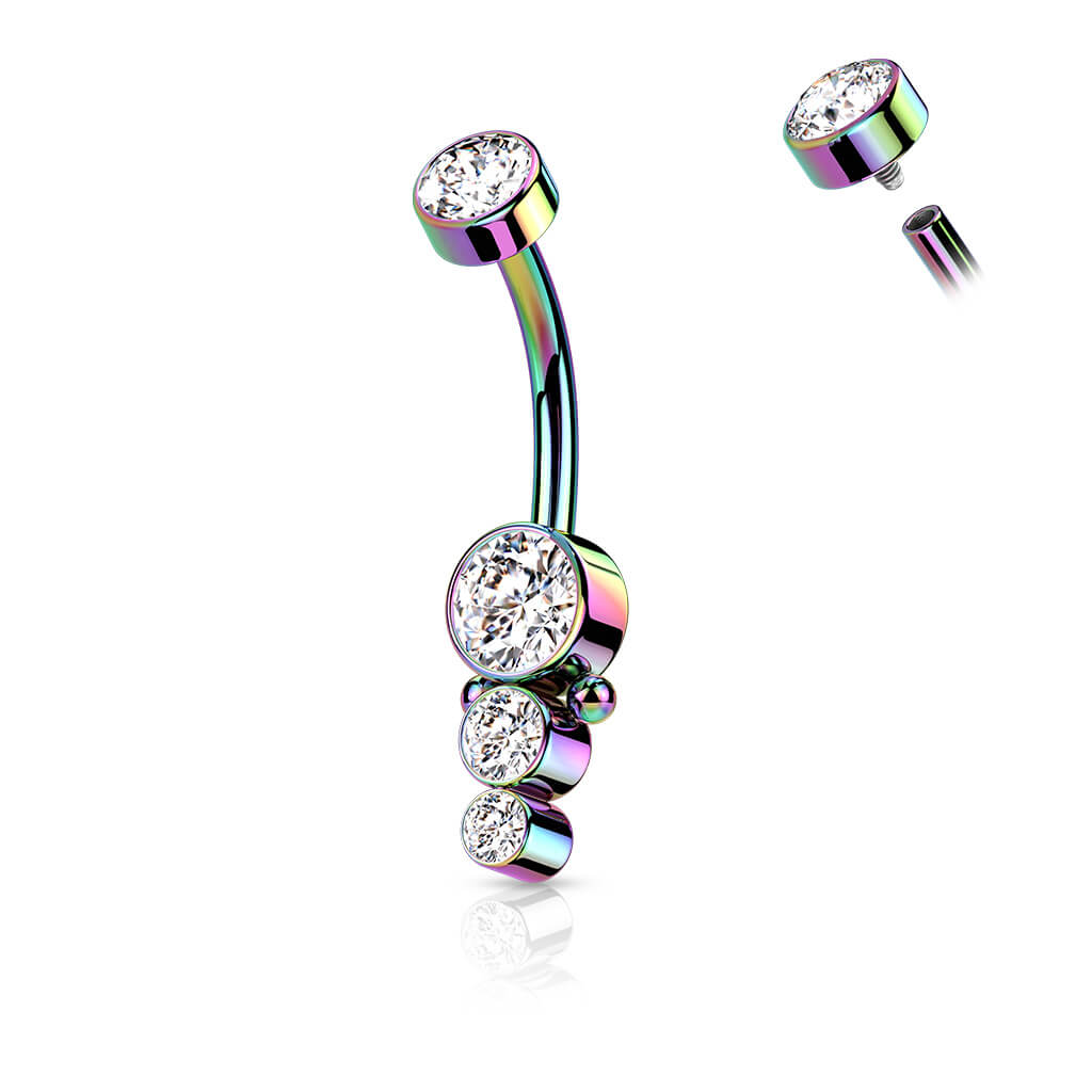 Piercing ombligo Circonita Oro Rosca interna