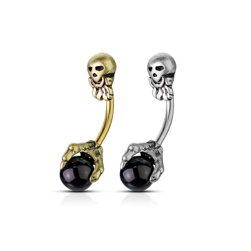 Belly Button Piercing Skull Claw Silver