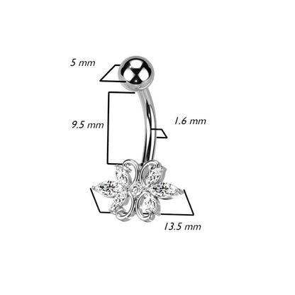 Bauchnabelpiercing Doppelherz Zirkonia