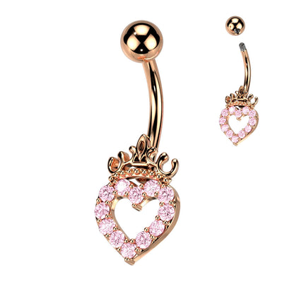 Belly Button Piercing Heart Crown Zirconia