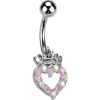 Piercing Ombelico Cuore di zirconi coronato