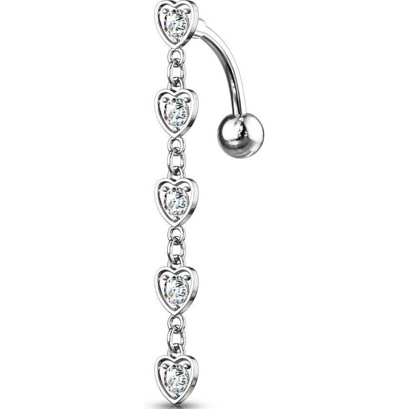 Piercing Nombril Cœur Pendentif Zircone Argent