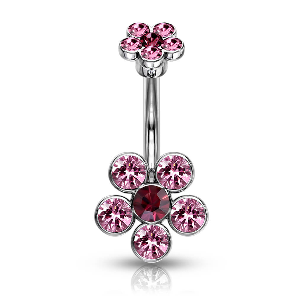 Piercing Nombril Fleur Zircone